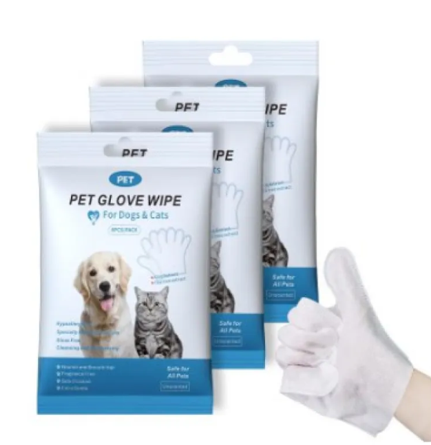 Pet Grooming Gloves & Cleaning Wipes — Cats & Dogs