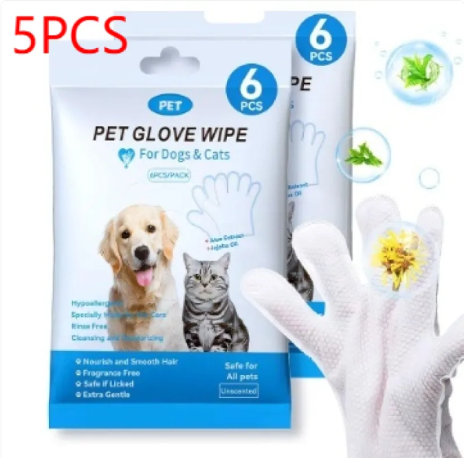 Pet Grooming Gloves & Cleaning Wipes — Cats & Dogs
