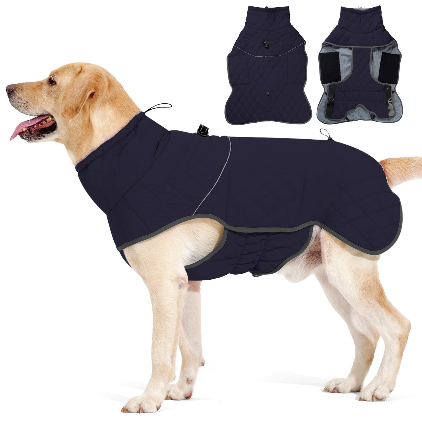 Dotoner Dog Jackets-Warm Dog Coat Reflective Dog Fleece Vest Waterproof Dog Jacket Windproof Dog Winter Coat Dog Cold Weather Coats Dog Jackets for Large Dogs(LBlue)