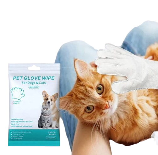 Pet Grooming Gloves & Cleaning Wipes — Cats & Dogs